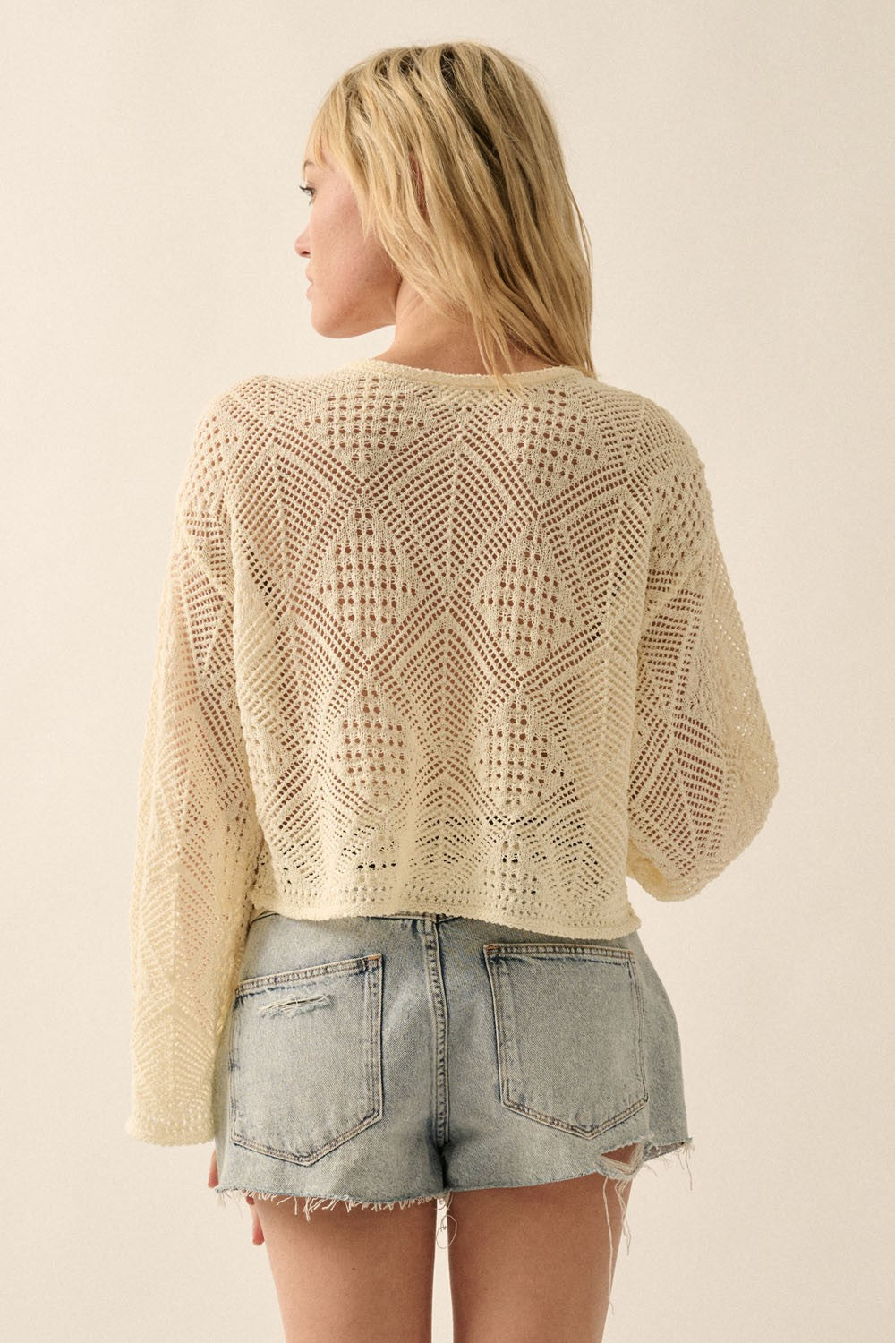 Geometric Open-Knit Sweater