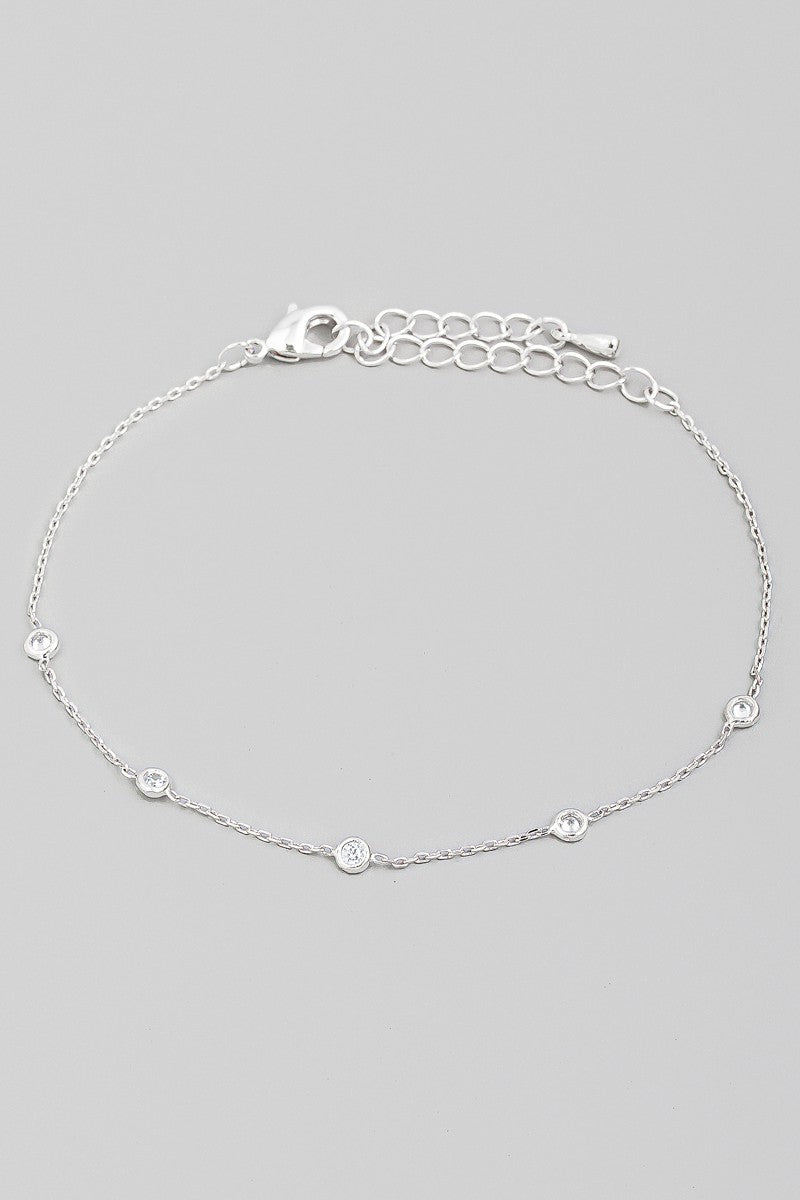 Dainty Chain Rhinestone Charm Bracelet