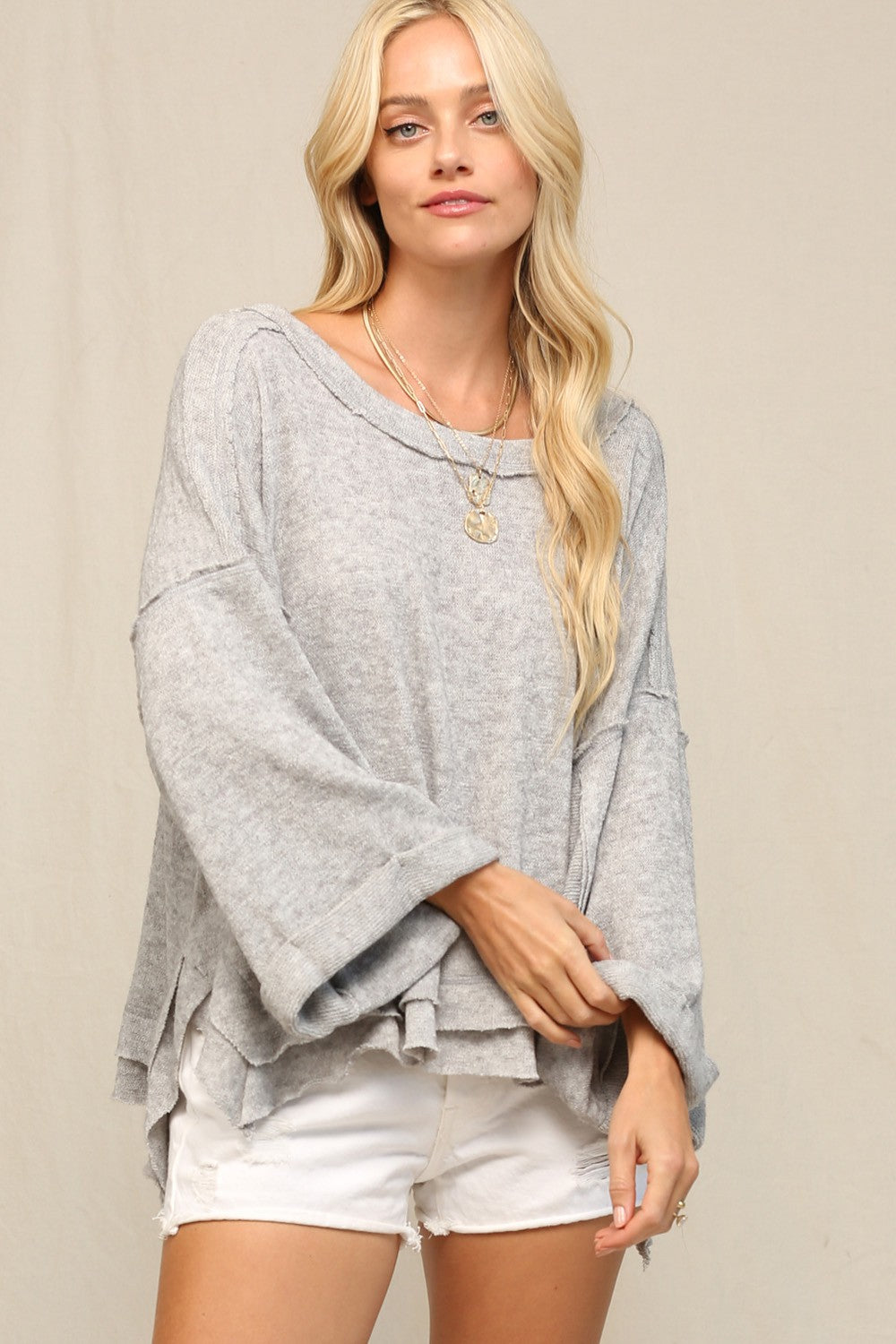 Stevie Slouchy Top - Gray or White