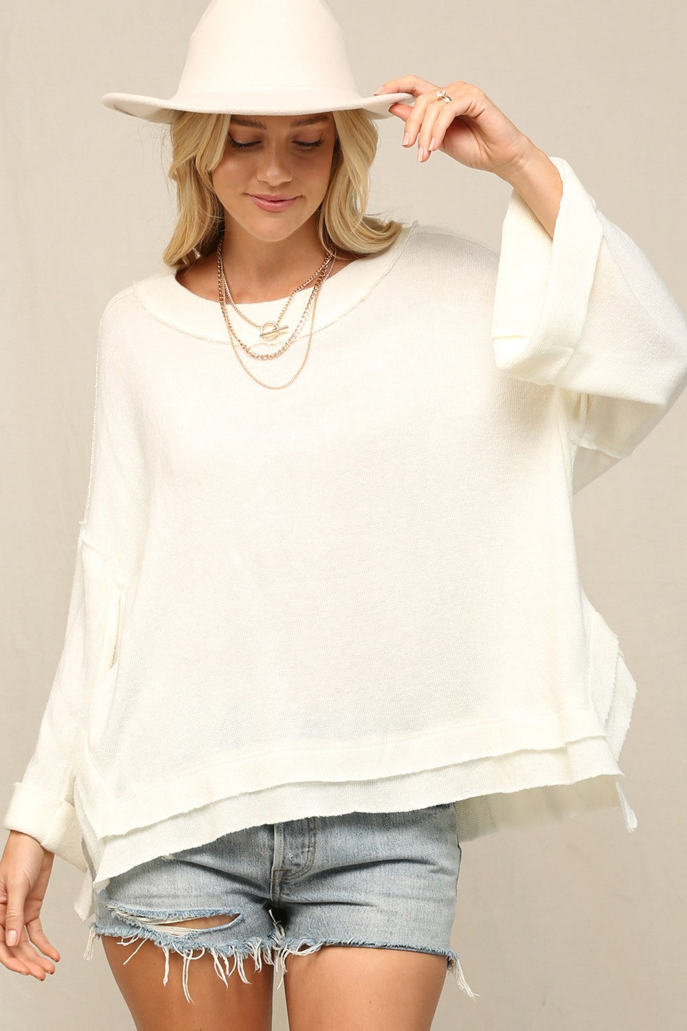 Stevie Slouchy Top - Gray or White