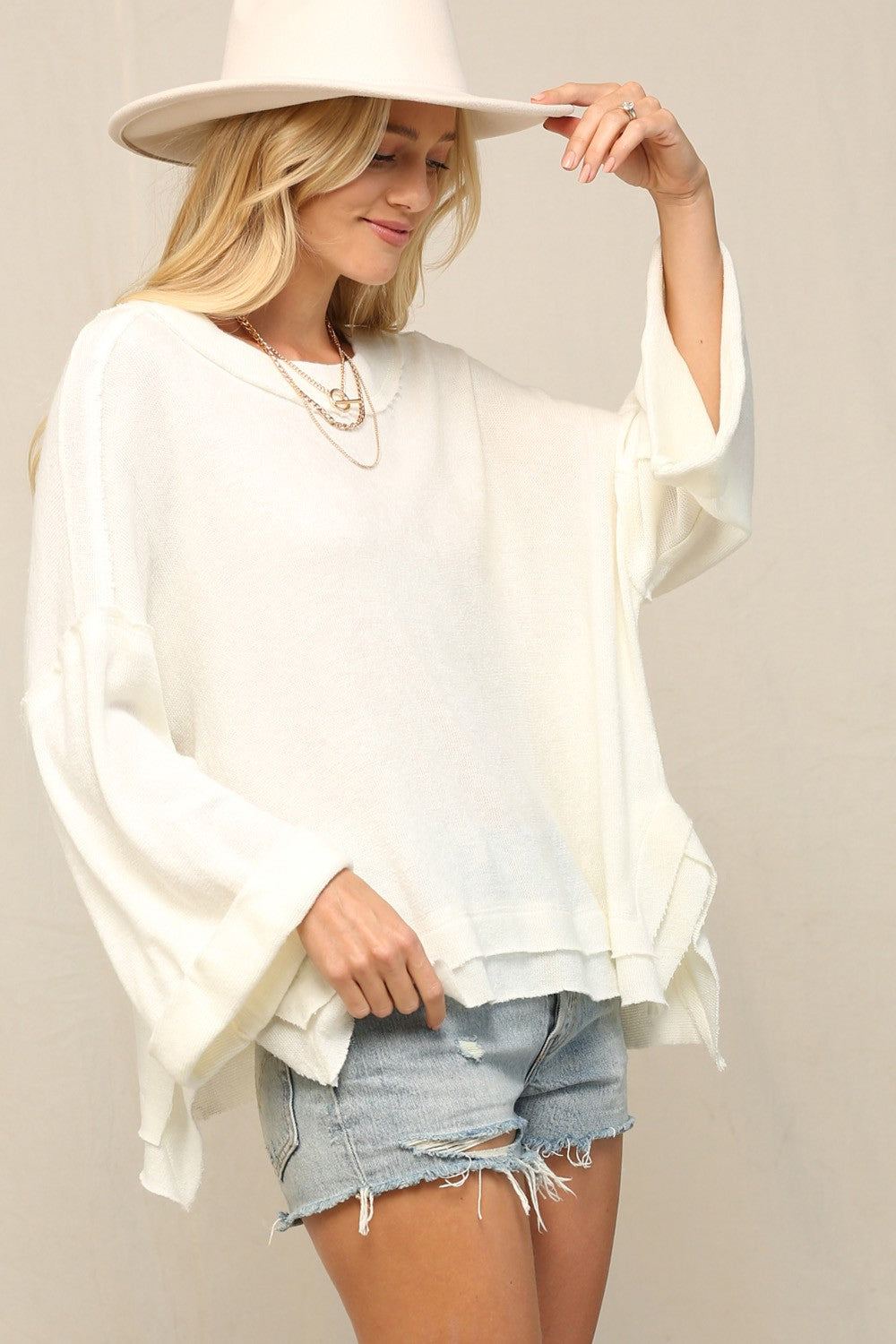 Stevie Slouchy Top - Gray or White