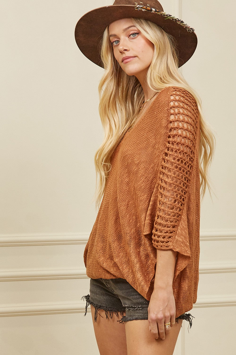 Effortless Poncho Top - Rust