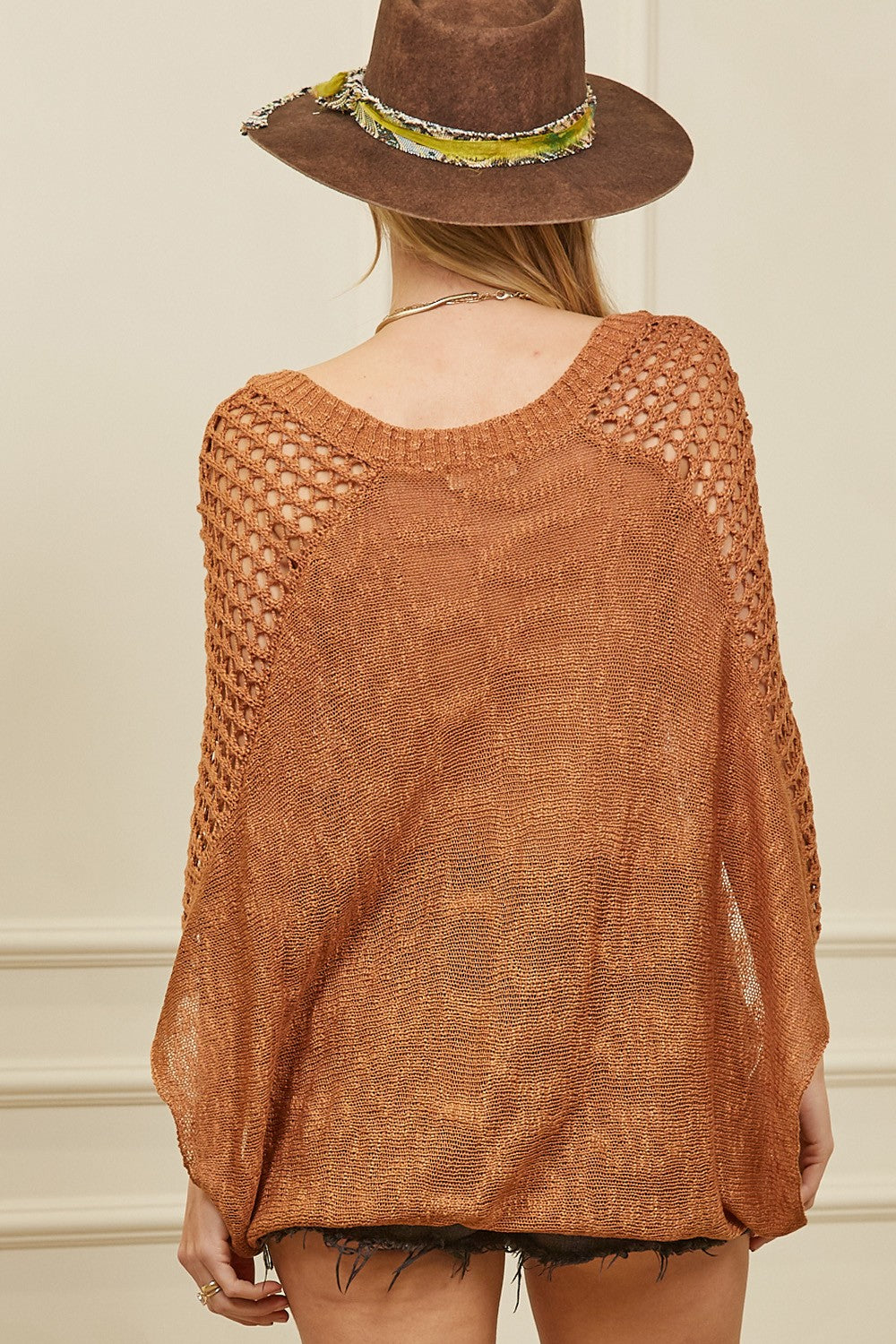 Effortless Poncho Top - Rust